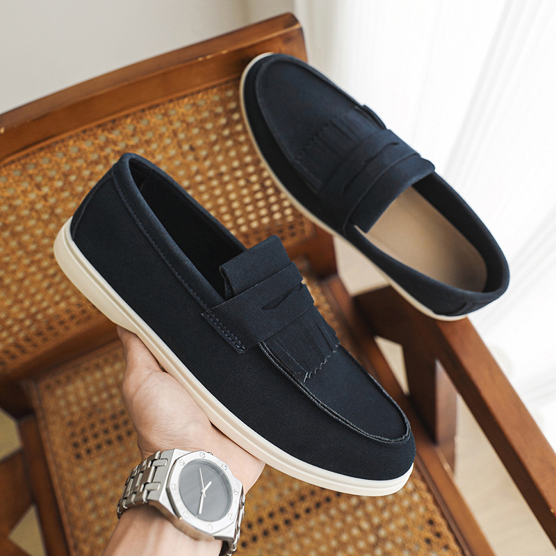 Mens Matte Leather Loafer Slip-on Shoes foto 3