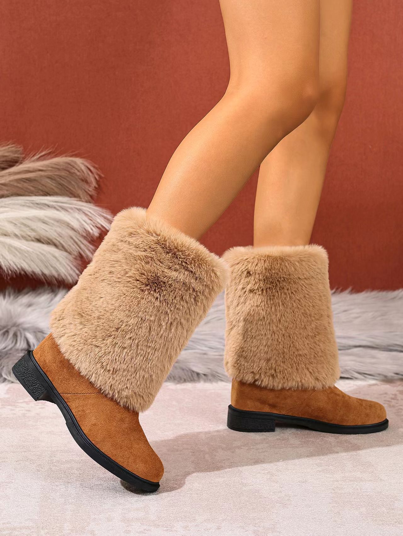 Womens Chunky Heeled Snow Boots foto 4