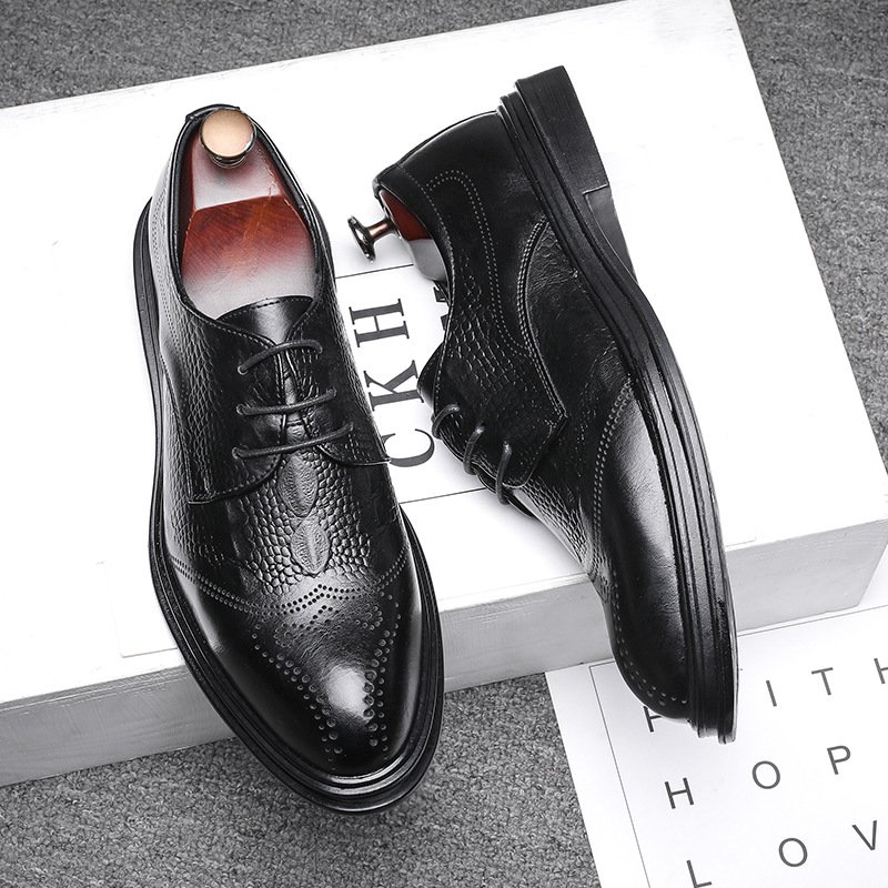 Men's Business Leather Shoes Brogue Formal Wear Business Casual foto 4