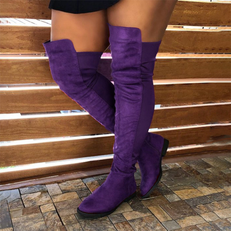 Stylish Round-toe Knee-high Womens Boots With A Unique Patchwork Design foto 5