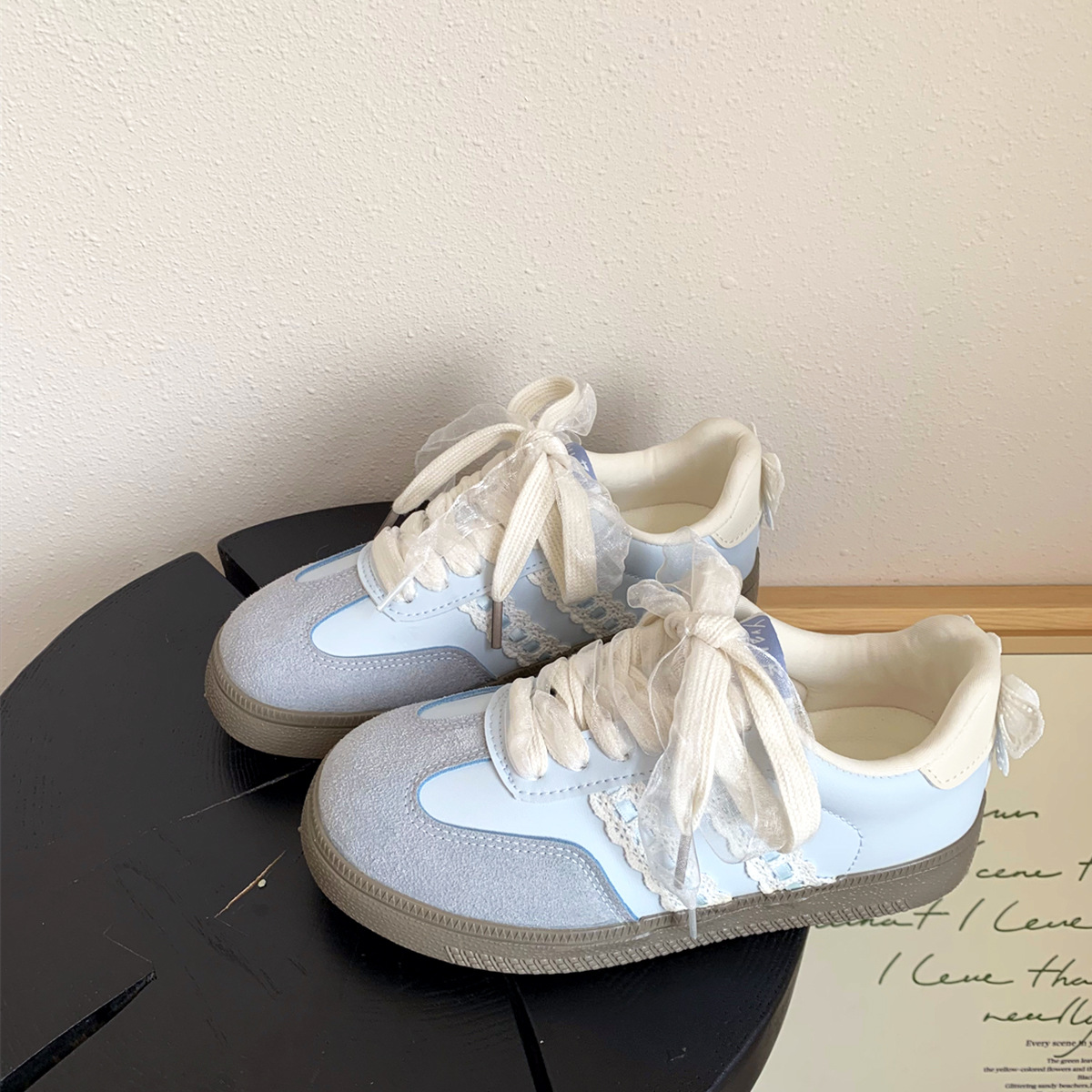 Fashionable Lace Bow-decorated Flat Casual Shoes foto 5