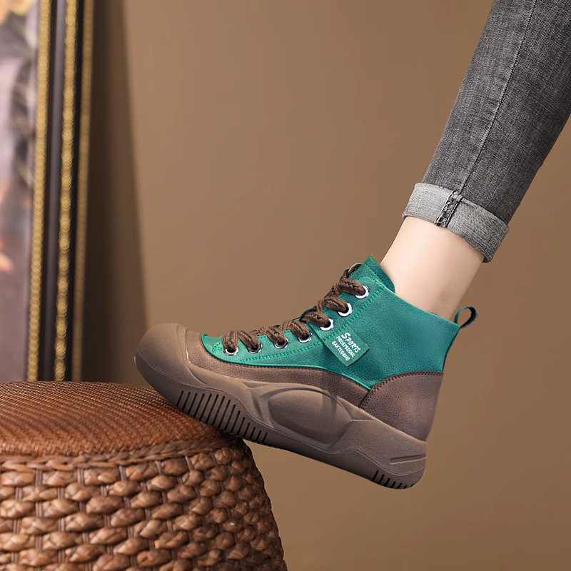 Womens High Top Casual Thick Soled Height Increasing Boots foto 4