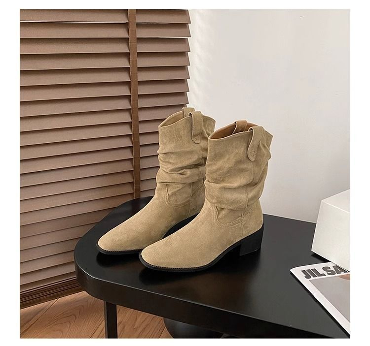 Womens Stylish British-style Chunky-heel Ankle Boots foto 3