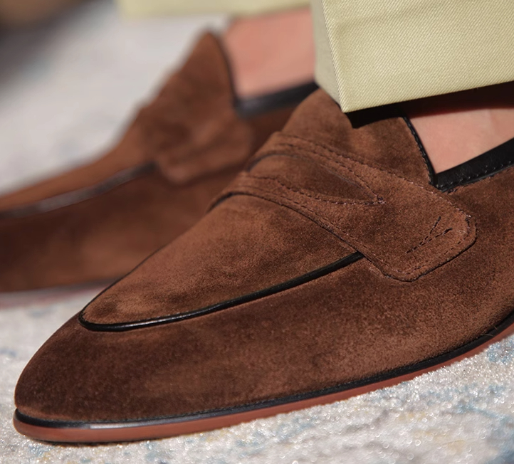 British Style Men's Shoes With Square Toe Suede foto 5