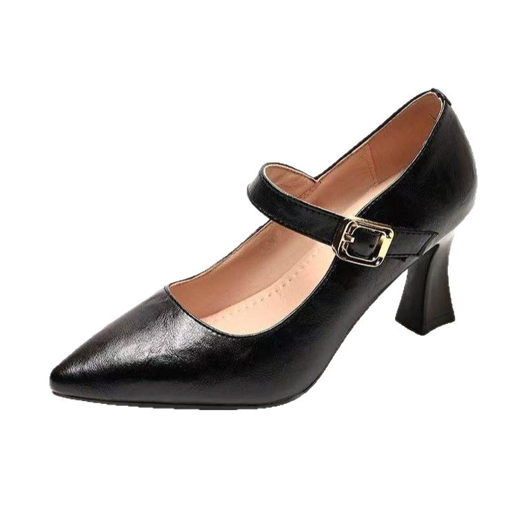Womens French Style Pointed Oe Slingback Chunky Heel Pumps foto 2
