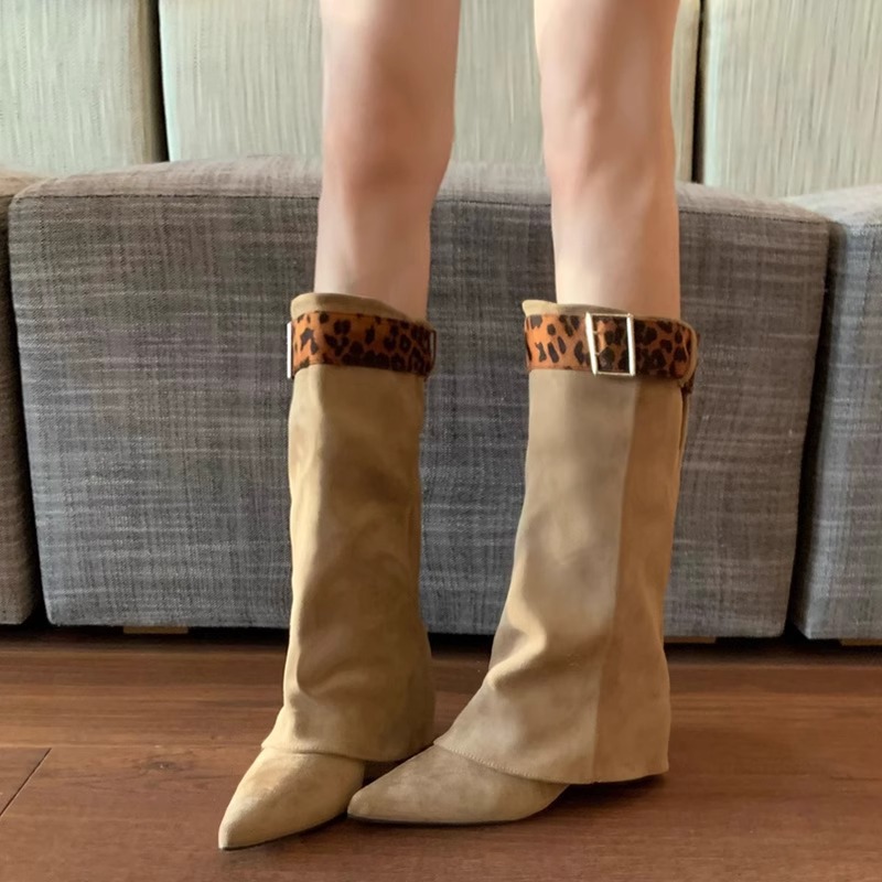 Retro Western Slimming Belt Buckle Middle Boots foto 5