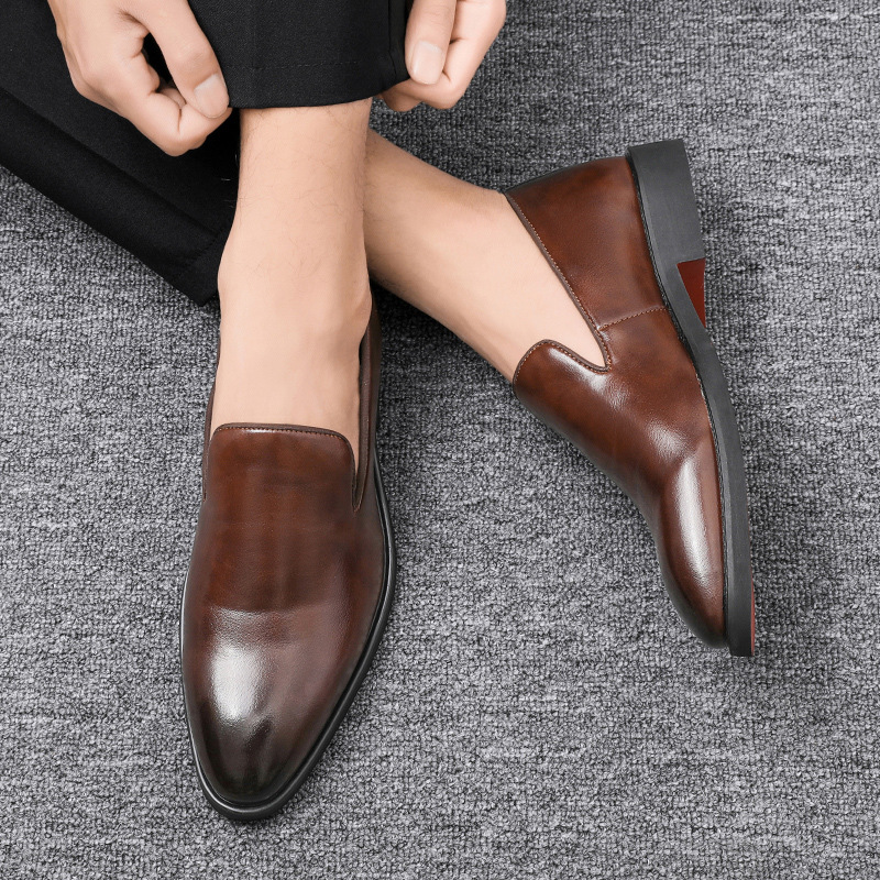 Simple British Style Polished Pointed Leather Shoes foto 5