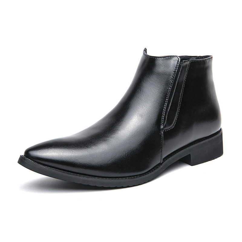 High-top Leather Shoes Men's Side Zipper British Working Wear Ankle Boots foto 5