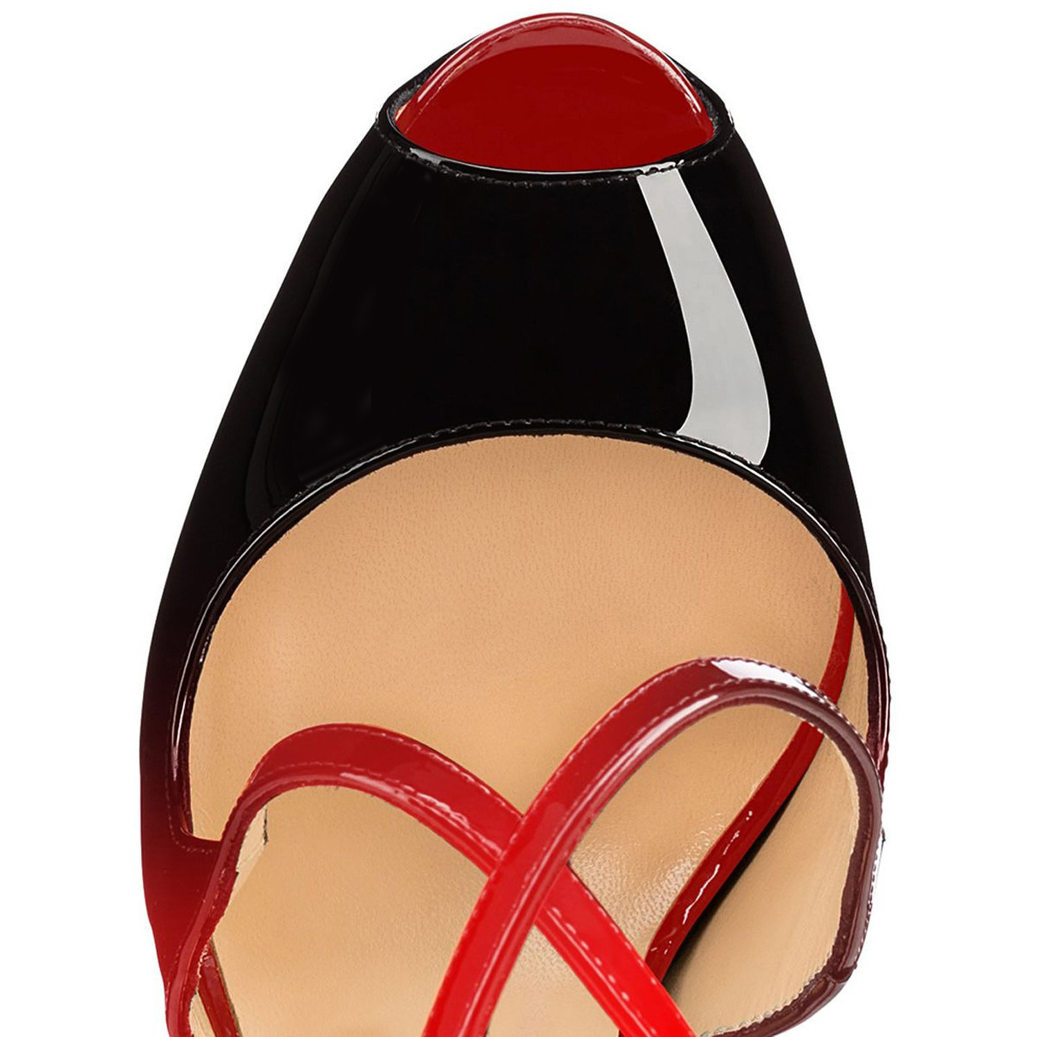 Peep Toe Color Matching Cross Strap High Heel Women's Shoes foto 3