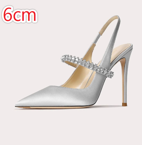 One-strap Closed-toe Rhinestone-studded Stiletto Heels In Genuine Leather For Women foto 2