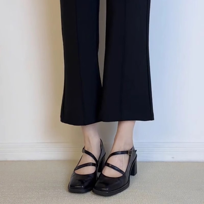 Square Toe High Heel Mary Jane Shoes Female Chunky Heel Low-cut foto 3