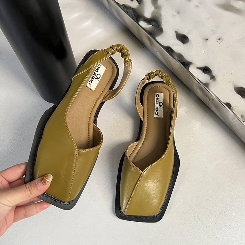 Women's Fashion Square Head French Retro Sandals foto 4