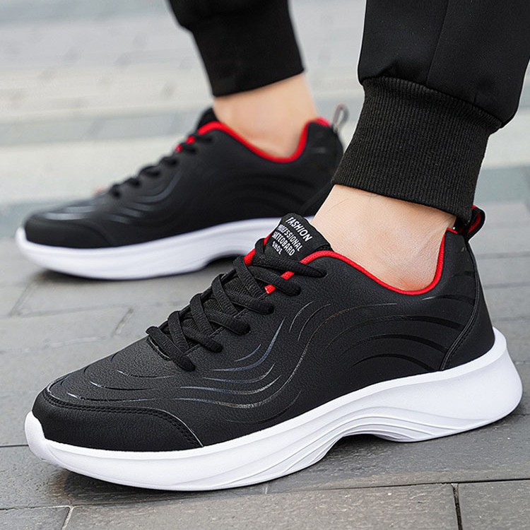 Black Leather-uppers Waterproof And Non-slip Running And Casual Shoes foto 5