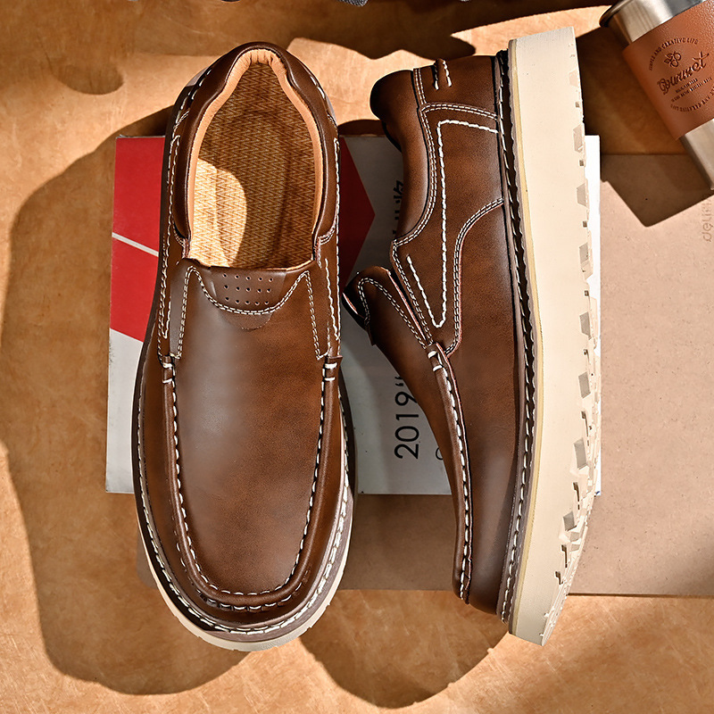 Low-top Thick-soled Men's Big Toe All-match Casual Leather Shoes foto 3
