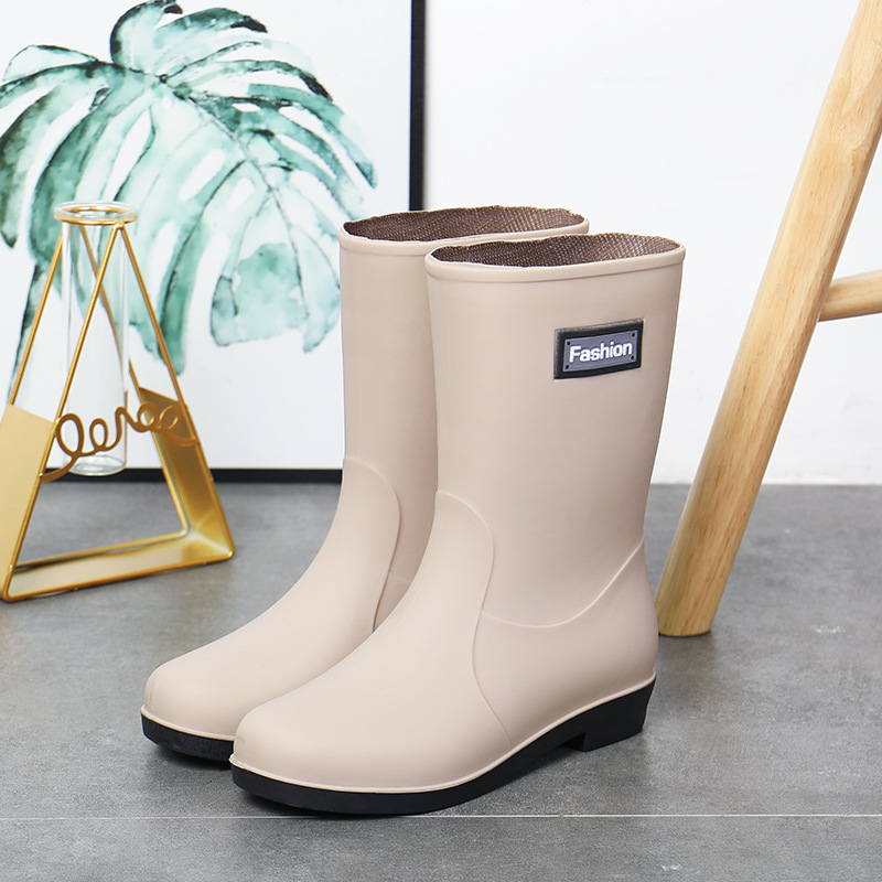 Fashion Work Wear Rain Shoes Adult Warm Women's Mid-calf Rain Boots foto 5