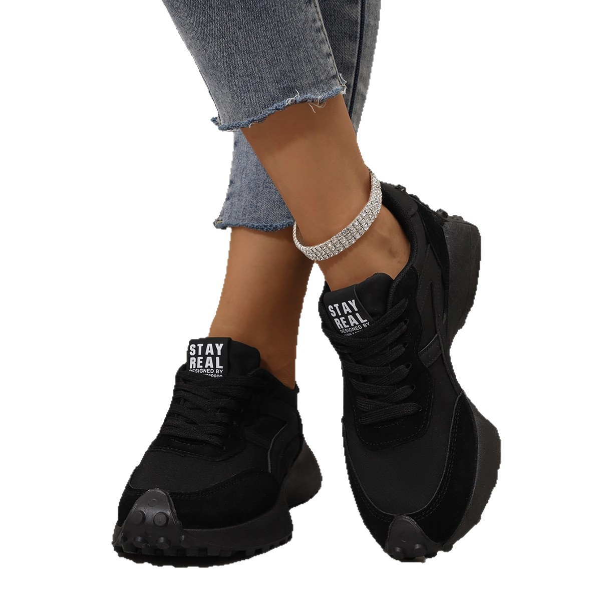 Womens Versatile Lightweight Mesh Large-size Armani-style Sneakers With A Flat Sole foto 2