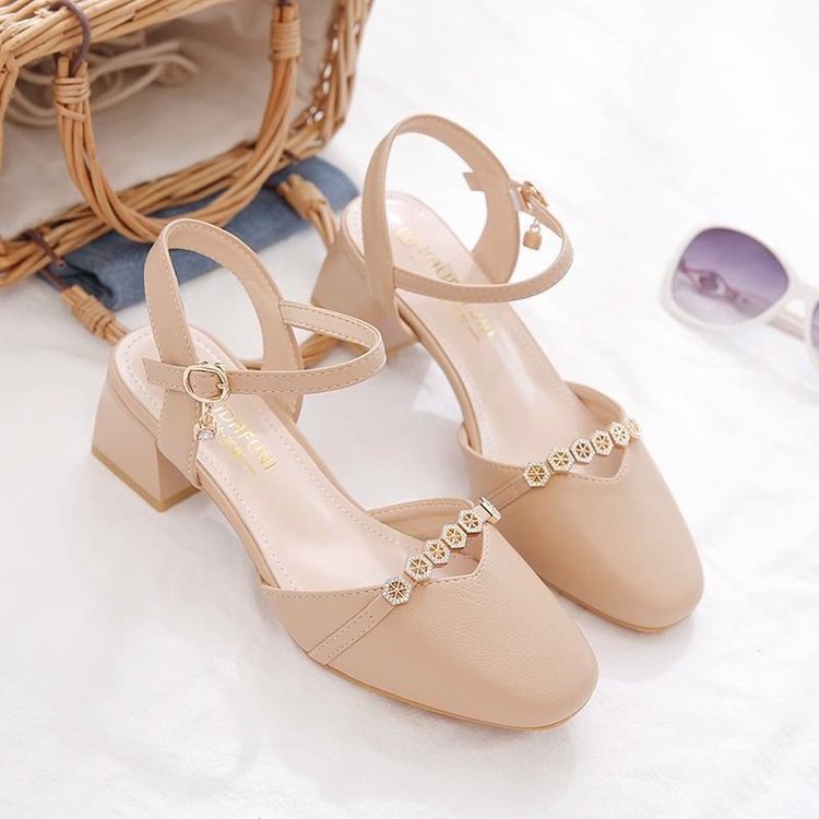 Mid-heel Fairy-style Slingback Soft Leather Square-toe Pumps foto 3