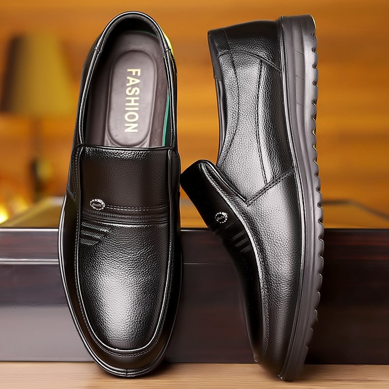 First Layer Cowhide Men's Business Casual Non-slip Soft Leather Soft Sole Shoes foto 2