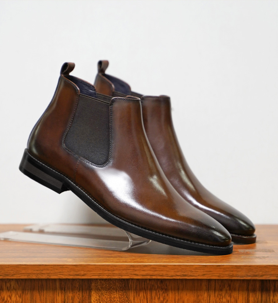 Chelsea Men's Sleeve Vintage Handmade Leather Boots foto 2