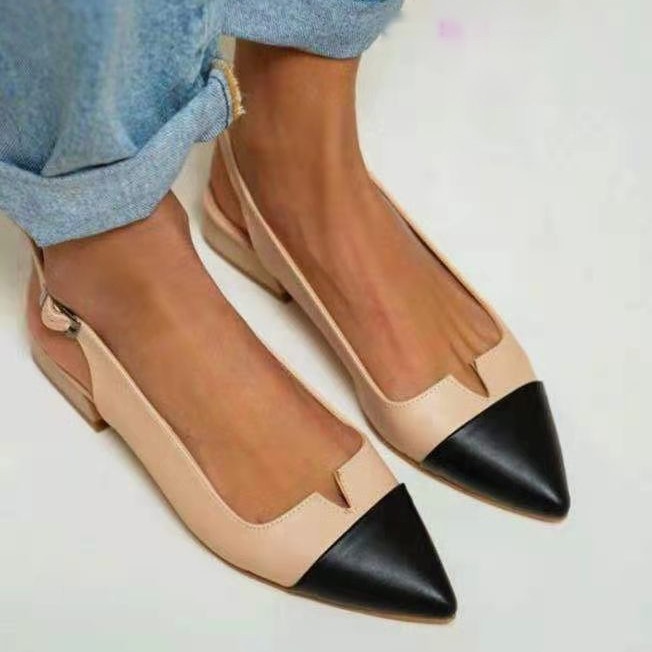 Spring Summer New Women's Shoes Pointed Flat Bottom Pumps Color Matching Low Heel Shoes foto 2