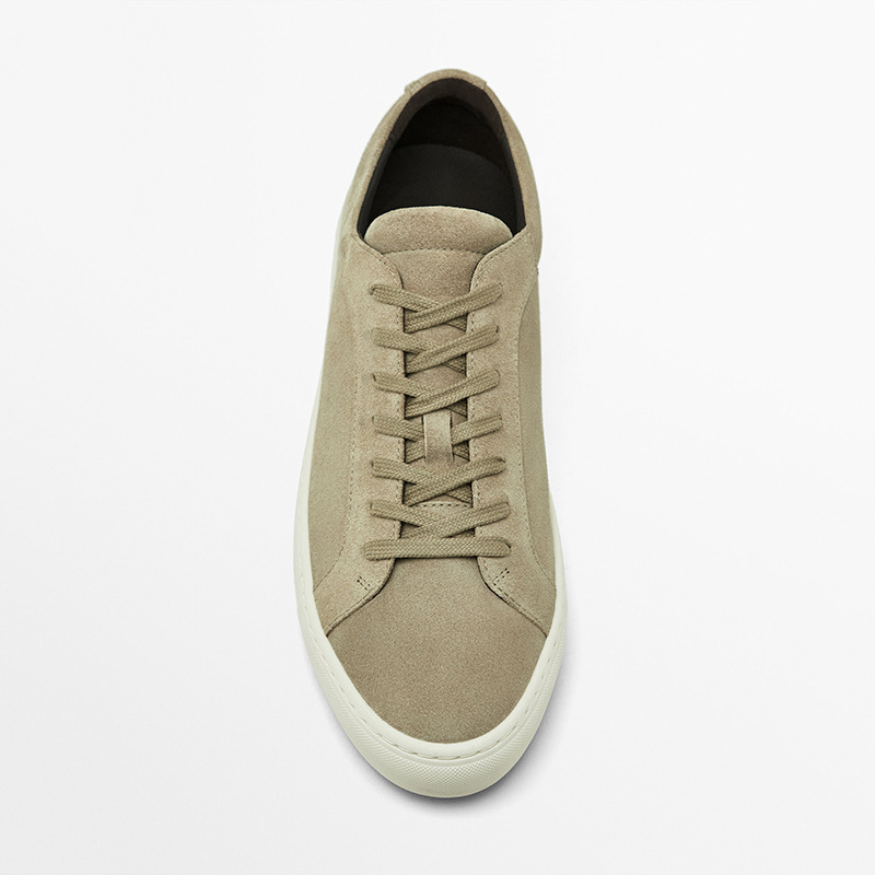 Simple Lace Sports Leather Lace-up Flat Bottom Casual Sneakers foto 2