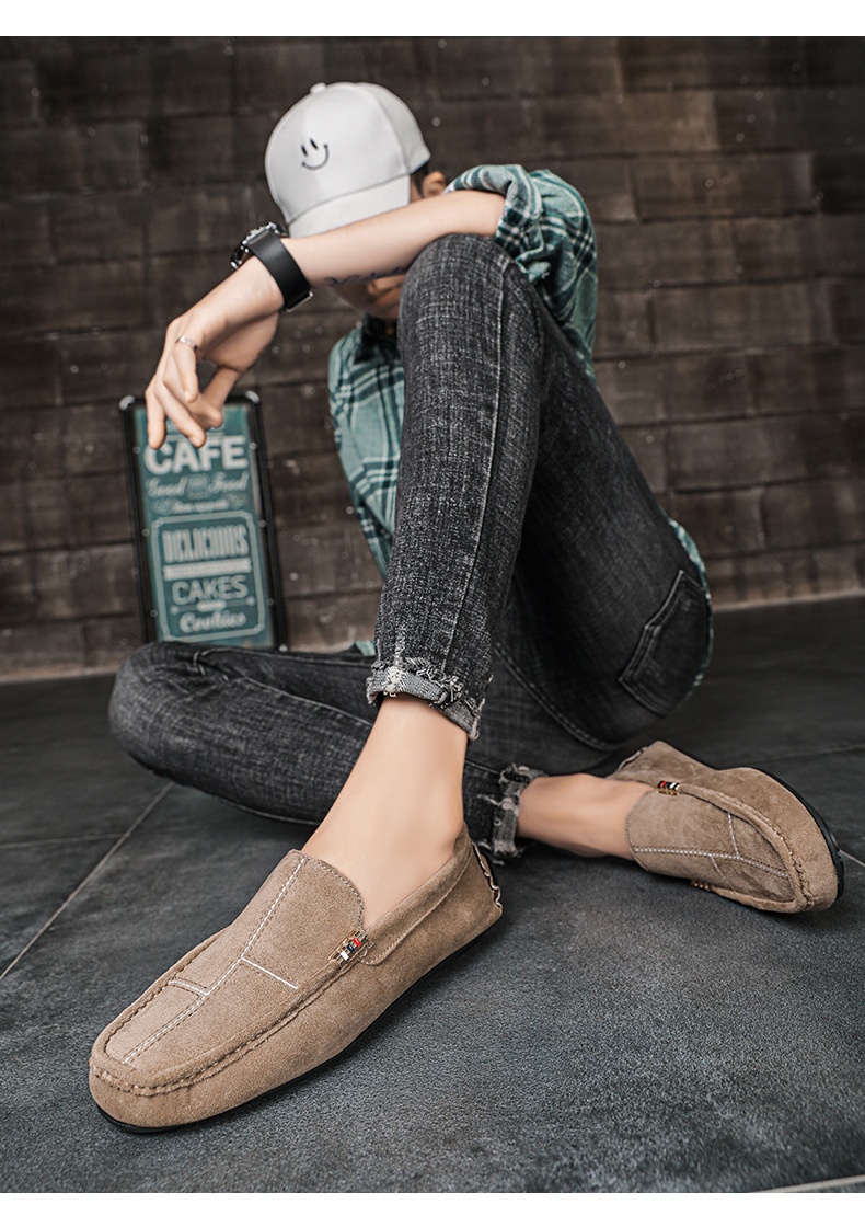 British Style Casual Men's Shoes Suede Rubber Sole Handmade Gommino Casual Shoes foto 5