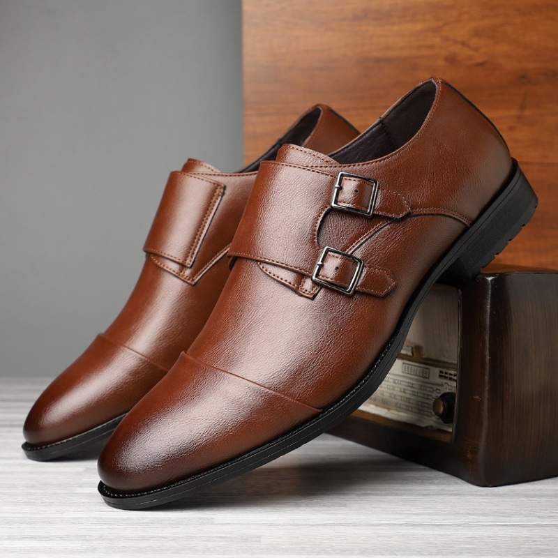 Men's Business Formal Pointed Buckle Leather Shoes foto 3