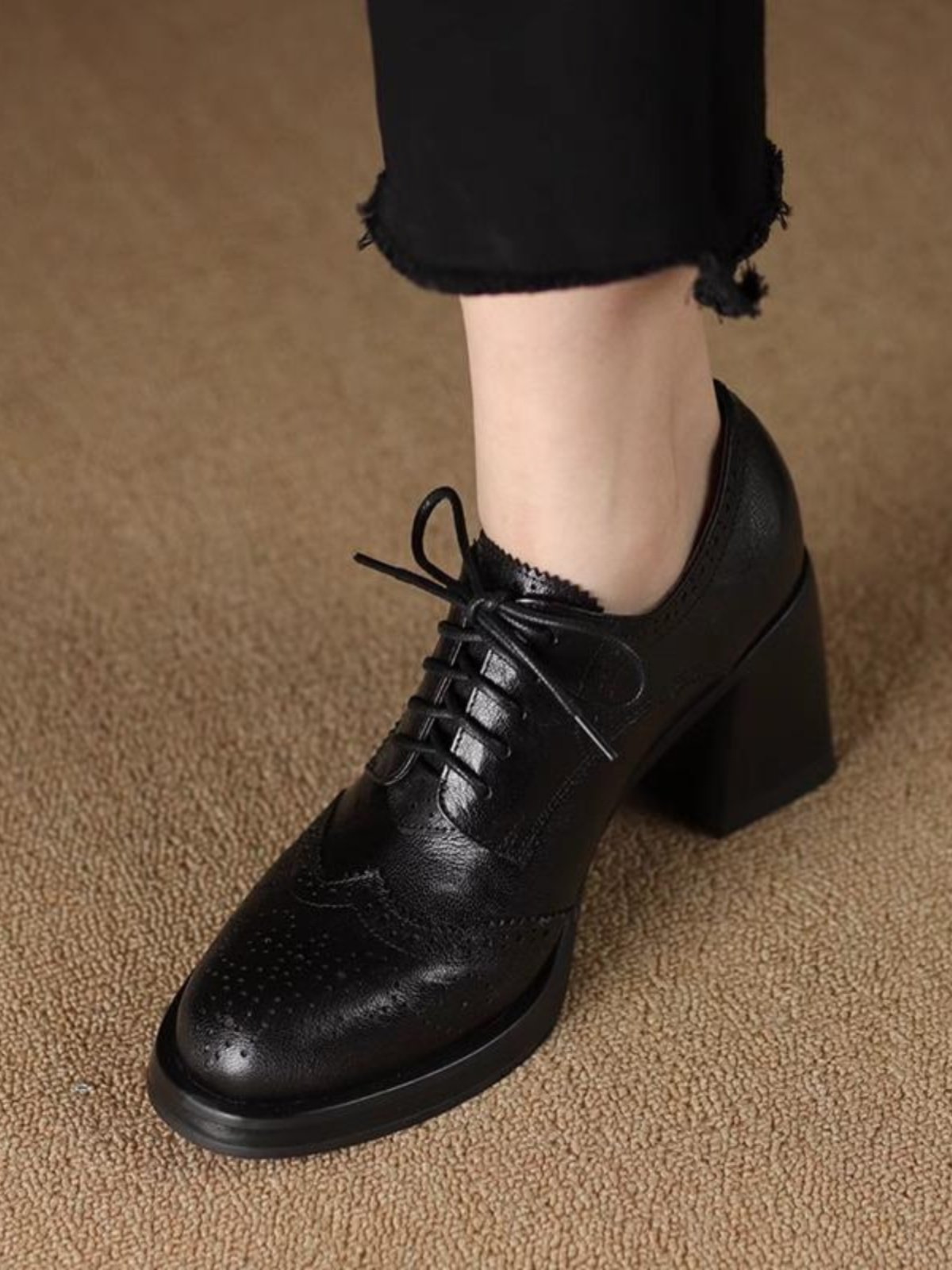 New Autumn British-Style Round-Toe Chunky-Heel Pumps For Women foto 4