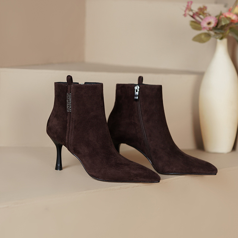 Side Zipper Rhinestone Women's Bare Elegant Woman Martin Boots foto 3