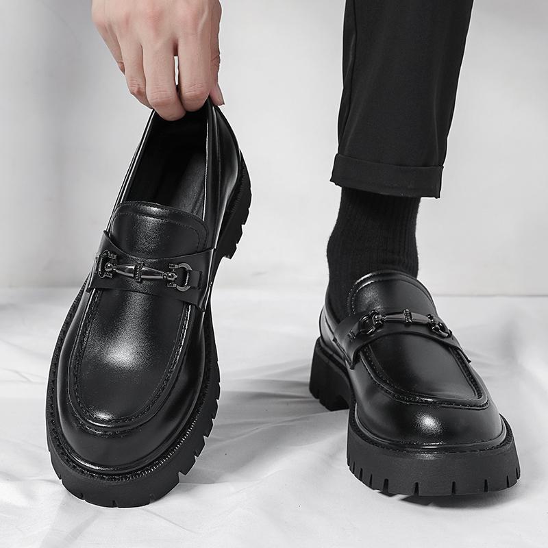 Chunky-soled Height-increasing British-style Business Loafers With A Wide Toe foto 4
