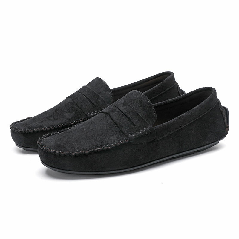 Hand-stitched Men's Beanie Shoes Velvet Leather Handmade foto 4