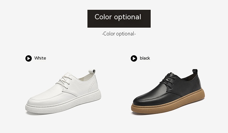 First Layer Cowhide Men's Casual Pumps Sole Leather Round Head Low-cut White Shoes foto 2