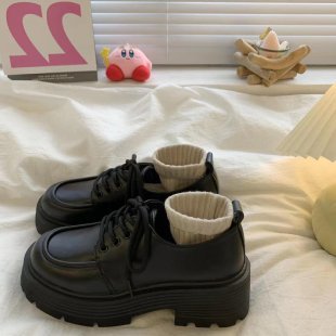Women's Soft Leather Platform Heel-Increasing College Style British Style Leather Shoes foto 4