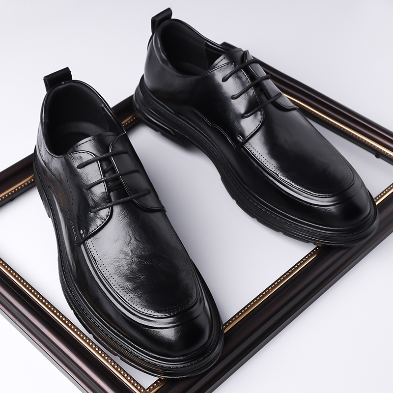 Men's Business Formal Brown Lace-up Leather Shoes foto 2
