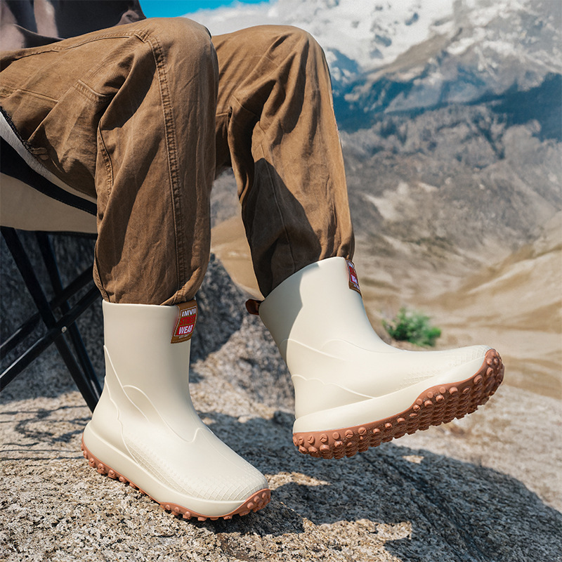 Mid And Low Tube Men's Rain Boots Outdoor Non-slip Waterproof Shoes foto 4