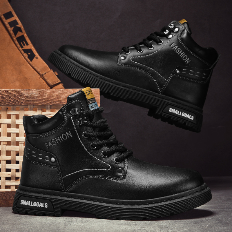 All-matching Men's Martin Boots Retro British Style Leather foto 5