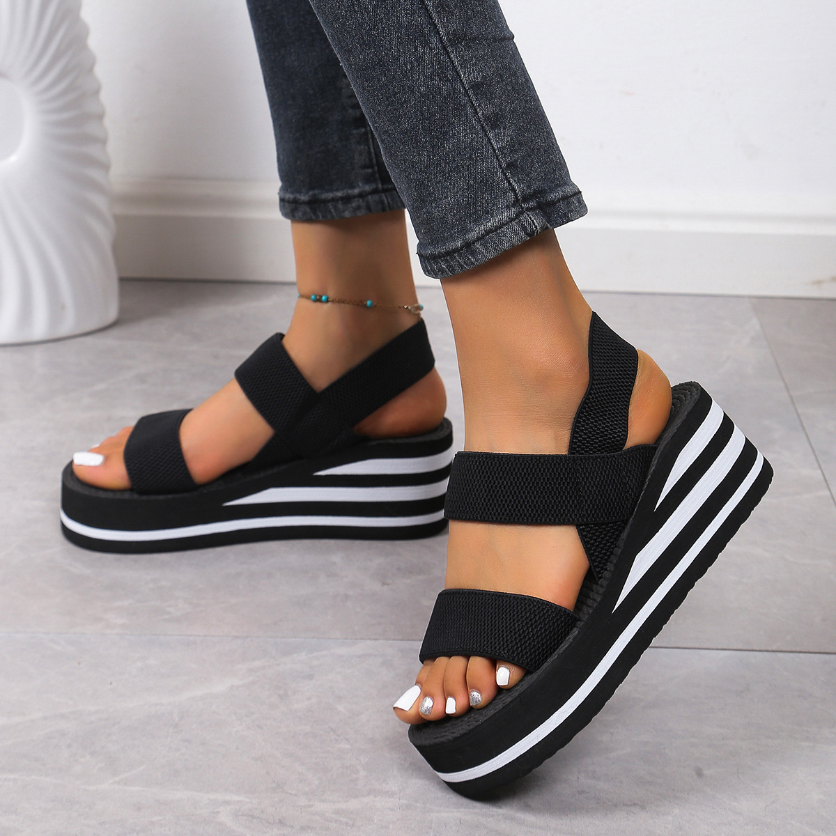 Outer Wear Small Height Increasing Wedge Platform Sandals foto 3