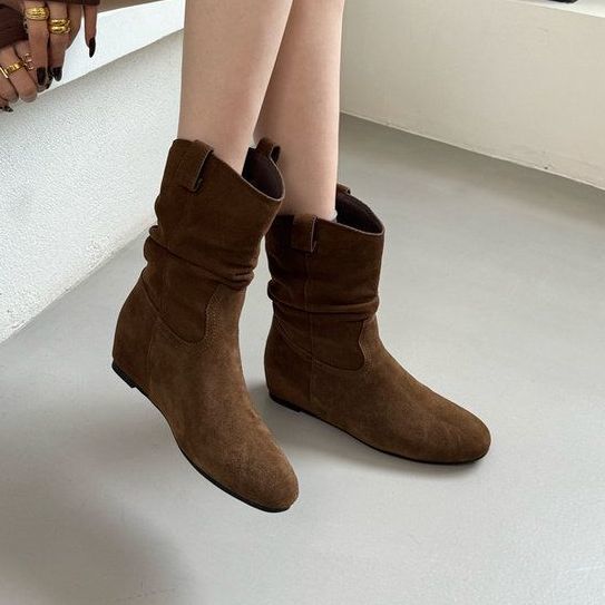 French Retro Autumn And Winter New Frosted High Sleeve Western Cowboy Boot Women foto 2