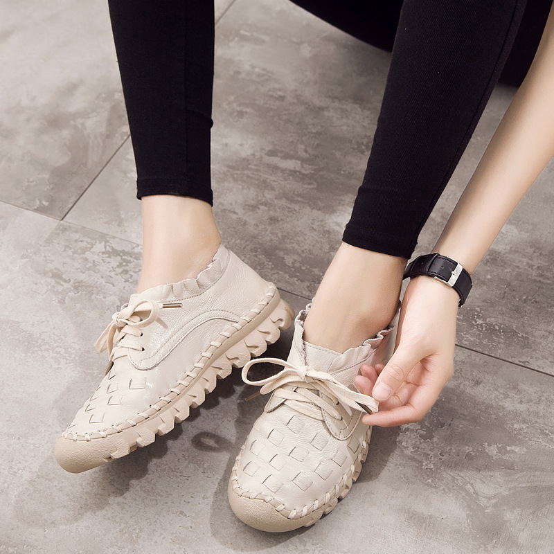 Womens Genuine Leather Casual Low-heeled Flats foto 4