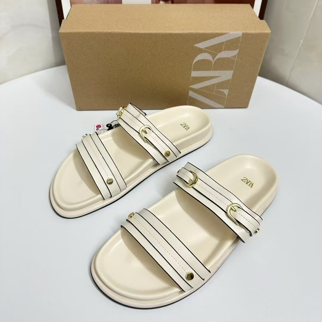 Women's Round-Toe Single-Strap Buckle-Details Fashionable Flat Sandals foto 4
