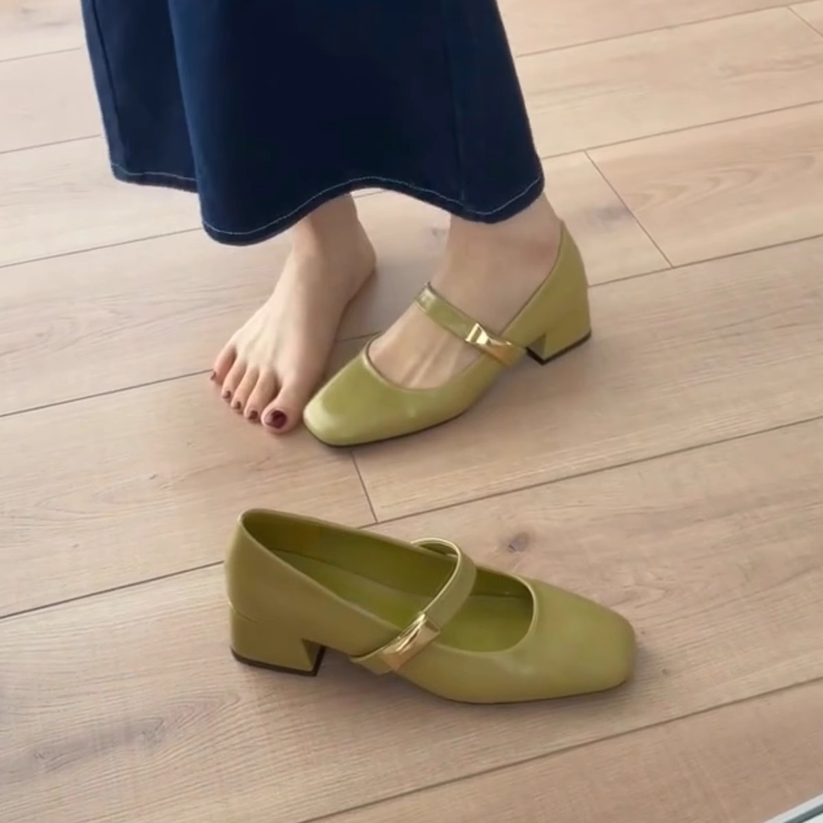 Single-strap Square-toe Chic Pumps Low-cut Mary Jane Shoes foto 5