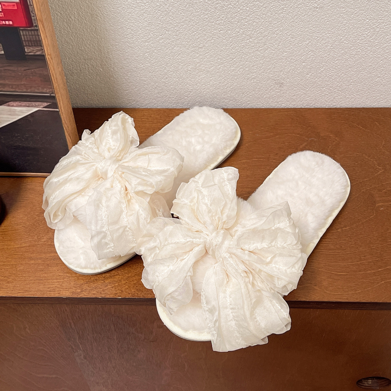 Sweet Style Big Bow Cotton Slippers Fashion Four Seasons Soft Bottom Home Shoes foto 4