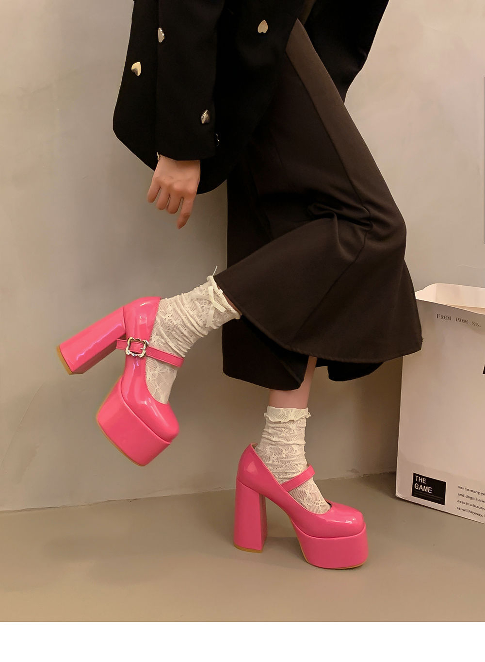 Waterproof Platform Thick Heel Thick Bottom Main Mary Jane Shoes foto 5