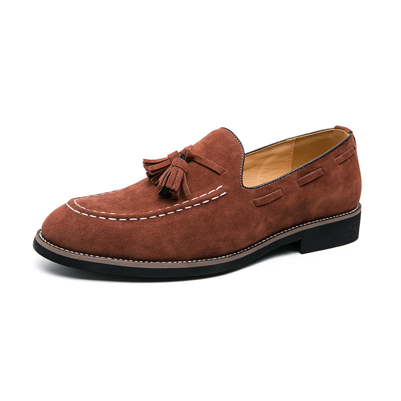 Fringed Leather Shoes Men's Plus Size Suede Slip On Loafers foto 5