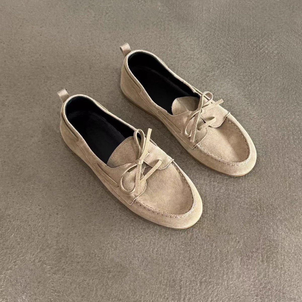 Sheepskin Version British Style Leather Flat Retro Lace Up Pumps foto 2
