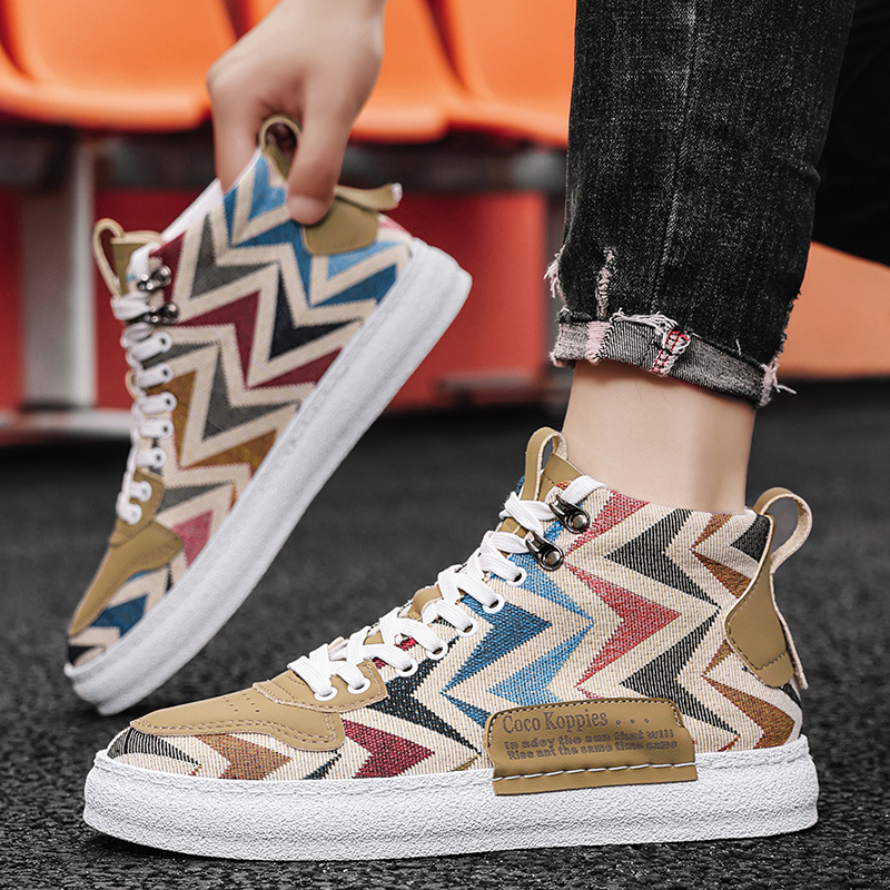 Student Leisure Sports Soft Bottom Breathable Mesh Surface Trend Niche Men's High-top Board Shoes foto 4