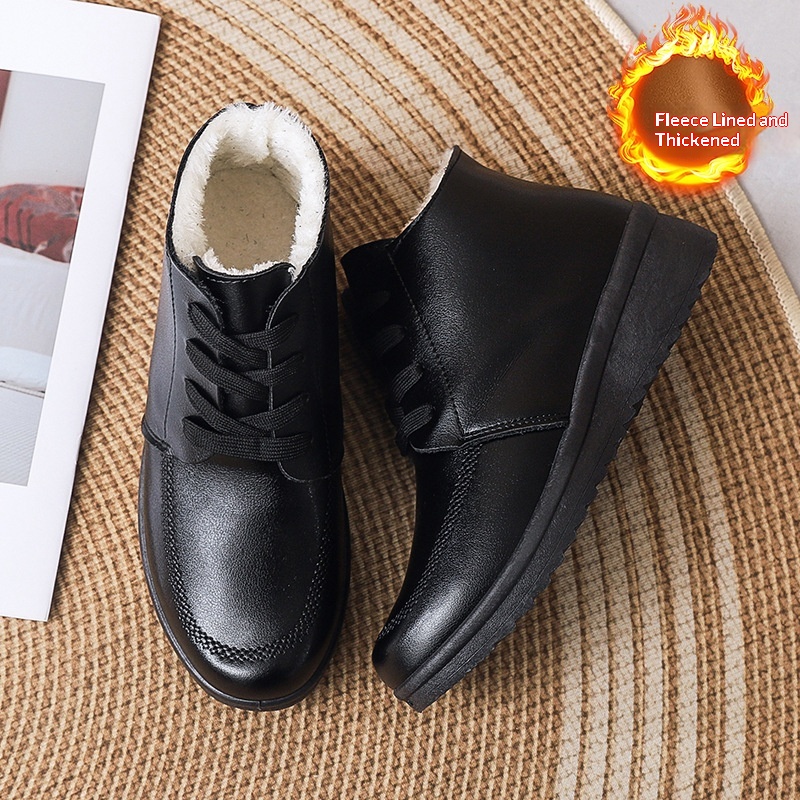 Womens Fleece-lined Extra-thick Insulated Short Boots With A Non-slip Flat Sole foto 5