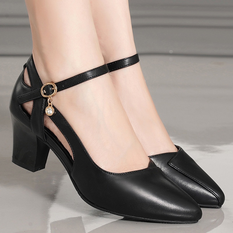 Women's Chunky-heel Casual Pointed-toe High Heels foto 4
