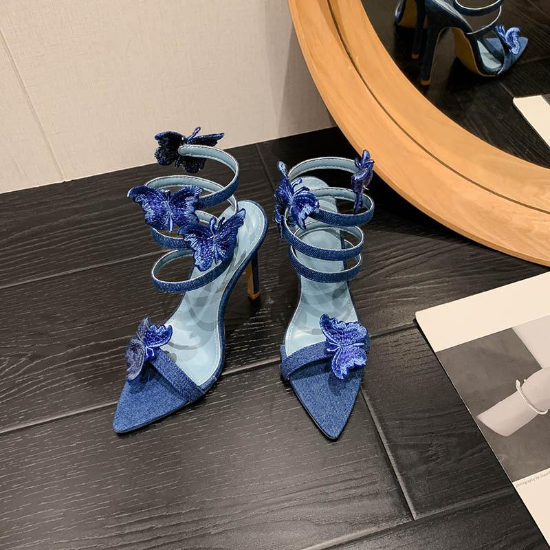 Women's Summer Pointed Toe Open Toe Bow Snake-shaped Roll French Style Women's High Heels foto 4