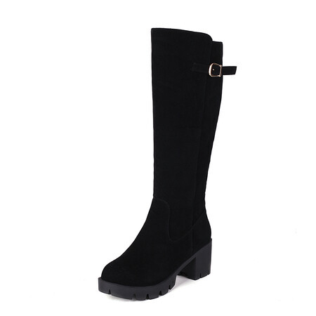 Womens Plus-Size Chunky Heel High-Top Boots For FallWinter